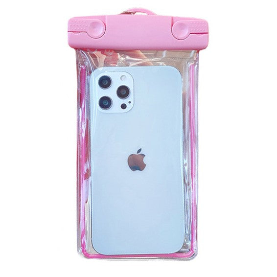 Husa Subacvatica Universala, Protectie IPX8 Impermeabila si Fosforescenta, Compatibila Touchscreen, pentru Telefon de pana la 6.9 inch si Documente, cu Snur, Roz
