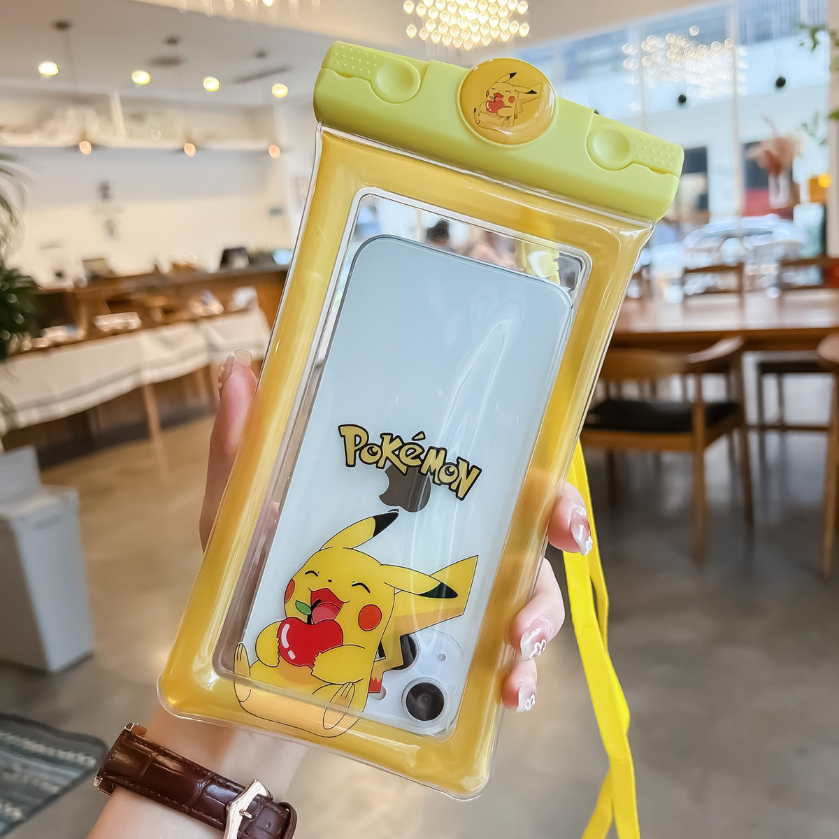Mascot Husa Subacvatica Waterproof si Snowproof, Protectie IPX8 pana la 20m, Etansa cu Snur pentru Telefon si Documente, Compatibila 6.9 Inch, Galben