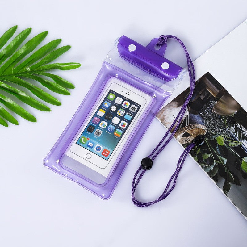 Husa Subacvatica Waterproof, Etansare IPX8 pentru Telefon pana la 6.9 inch, Protectie Apa si Zapada, Material Transparent Touch Sensitive, Snur de Gat inclus, Mov