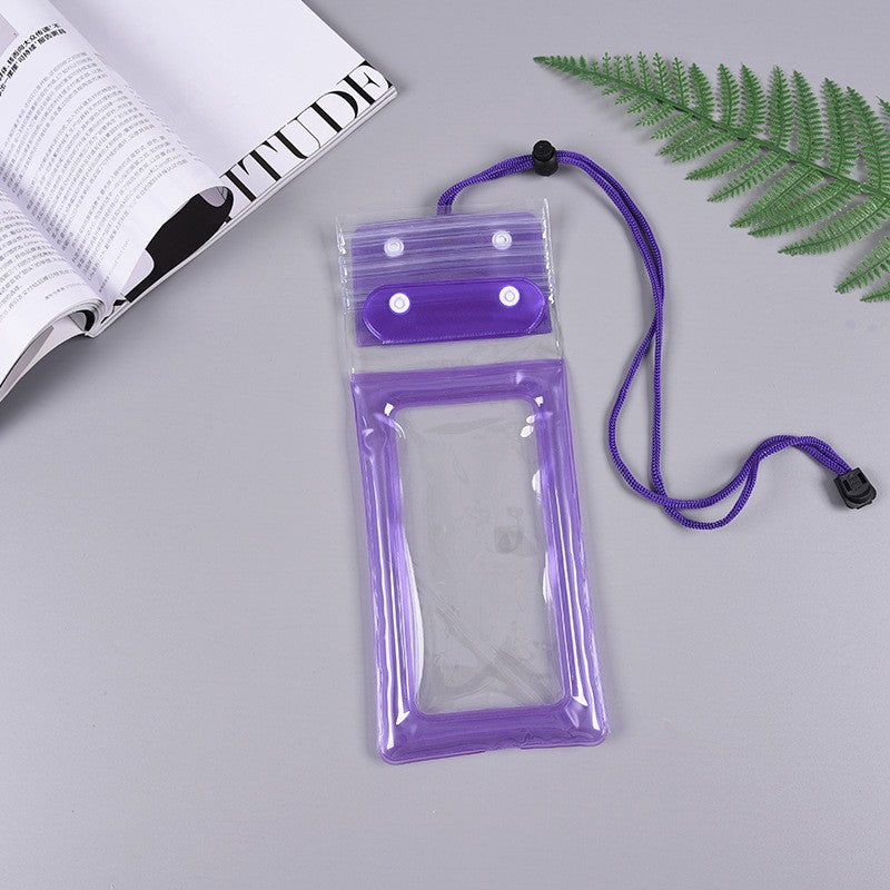 Husa Subacvatica Waterproof, Etansare IPX8 pentru Telefon pana la 6.9 inch, Protectie Apa si Zapada, Material Transparent Touch Sensitive, Snur de Gat inclus, Mov