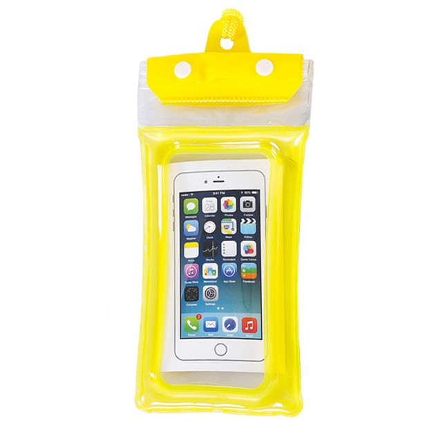 Husa Subacvatica Waterproof, Etansare IPX8 pana la 20m, Protectie Zapada si Praf, Compatibila Touch Screen, Material PVC cu Snur de Gat, Universala pana la 6.9 inch, Galben