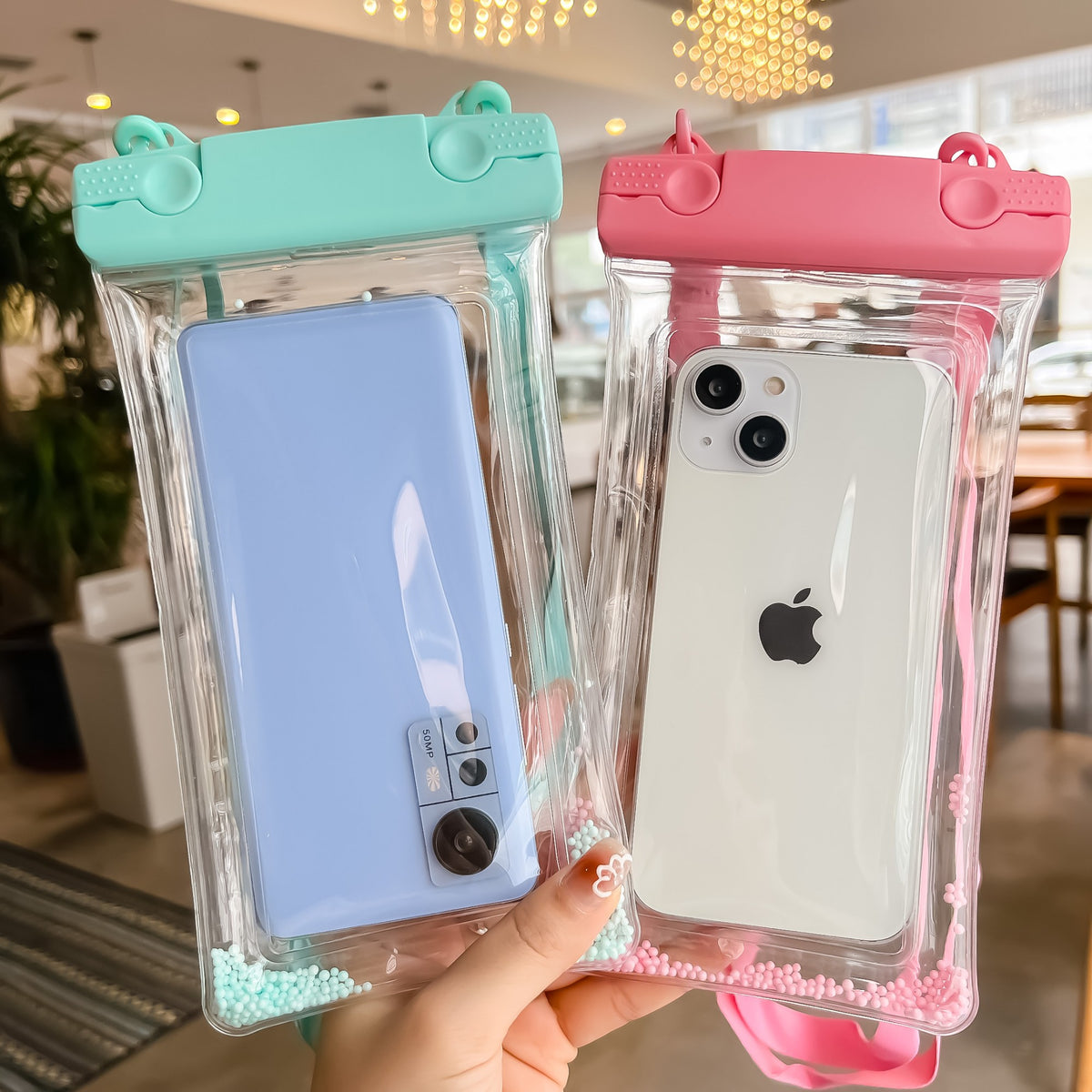 Husa Subacvatica Waterproof, Protectie IPX8 Impermeabila si Snowproof, Compatibilitate Universala pana la 6.9 Inch, Ecran Tactil Sensibil, Sistem Inchidere Etans, include Snur, Verde Menta