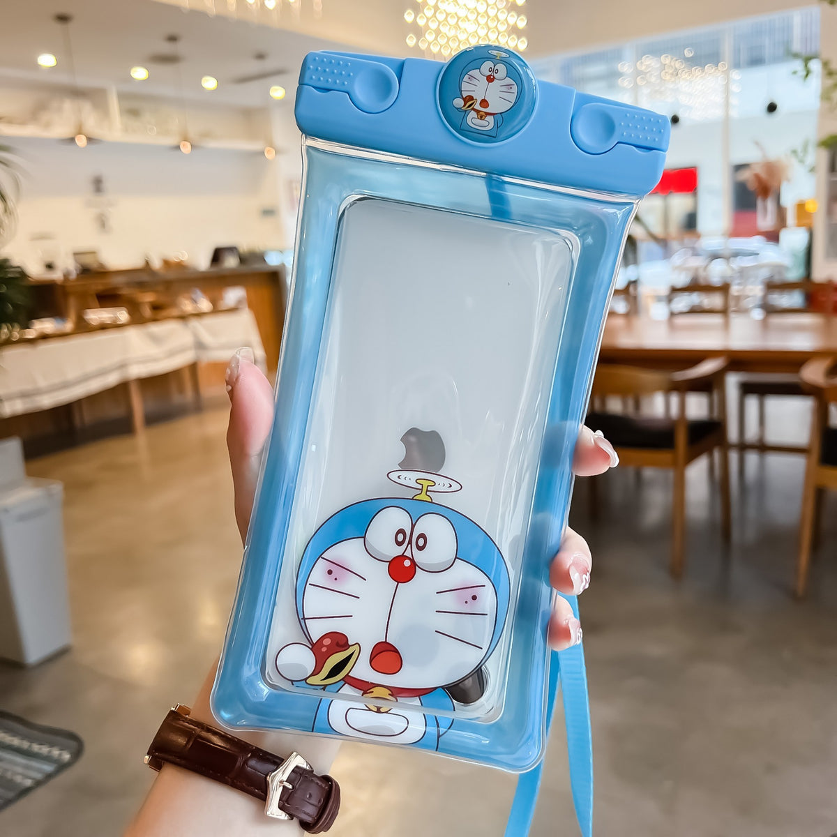 Mascot Husa Subacvatica Waterproof, Protectie IPX8 Universala Pana la 6.9 inch, Transparenta cu Functie Touchscreen si Snur Inclus, PVC, Model Cat Bleu