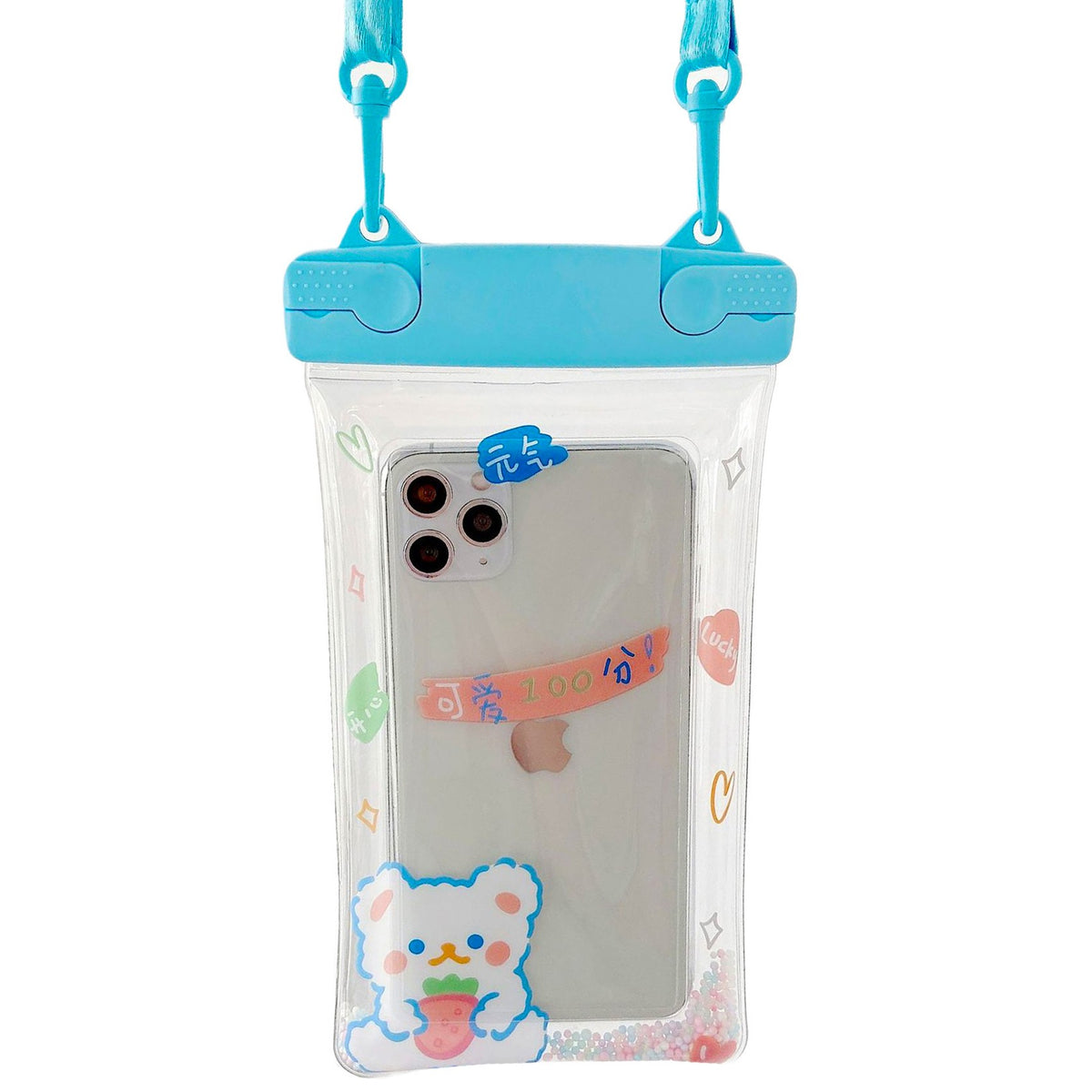 Fruity Husa Subacvatica Impermeabila, Protectie IPX8 Telefon si Documente, Compatibila Touchscreen cu Snur, Pana la 6.9 Inch, Berry Bear, Albastru