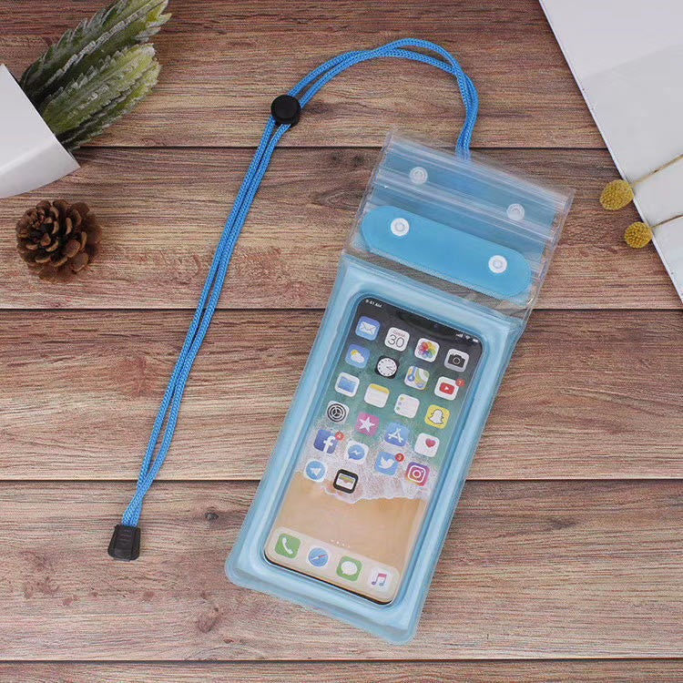 Husa Subacvatica Universala Zip, Protectie Impermeabila IPX8 Telefon si Documente, Compatibila Touch Screen, Design Transparent cu Snur de Gat, Plastic Rezistent, Pana la 6.9 Inch, Bleu