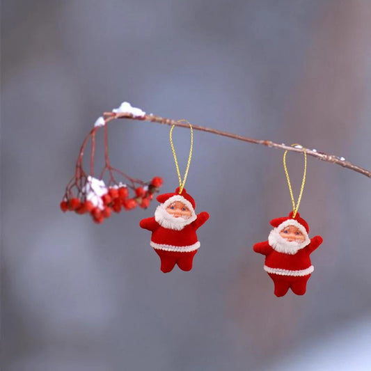 Decoratiune De Craciun Mos Craciun, Ornament Pentru Brad Cu Agatatoare Si Snur Auriu, Plastic, Multicolor, Model Mini