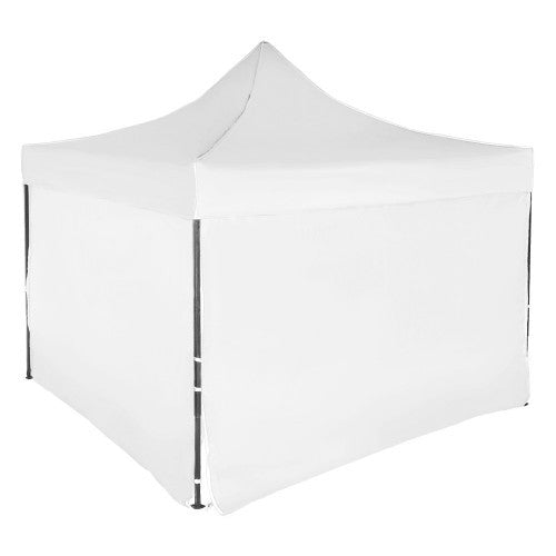 Cort Pavilion Pliabil pentru Evenimente, Structura Metalica si Inaltime Reglabila, Prelata Impermeabila cu Pereti Laterali, 300 x 450 cm, Alb
