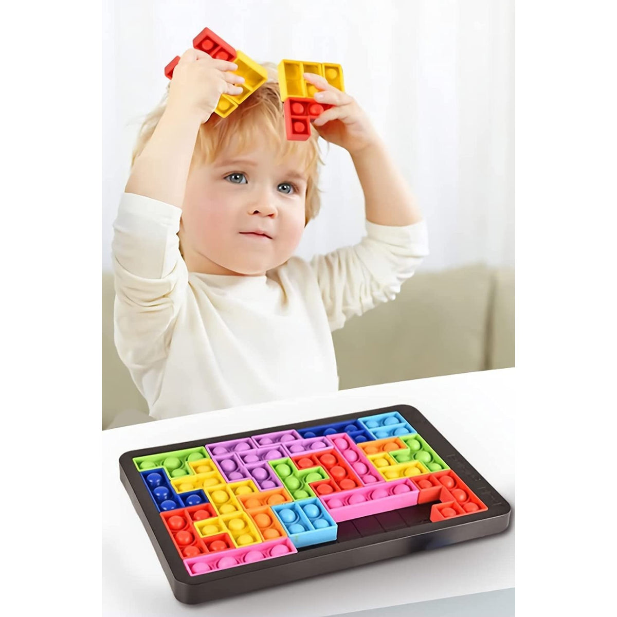 Jucarie Antistres Pop It Now And Flip It, Puzzle Blocks Pentru Concentrare, Silicon, Multicolor