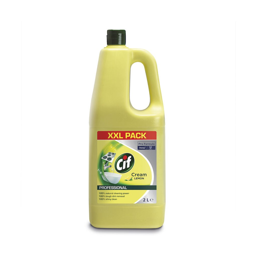 Cif Professional Cream Lemon, Crema de Curatat Universala Non-Abraziva, Detergent pentru Suprafete Lavabile, Bucatarie si Baie, 6 x 2 L