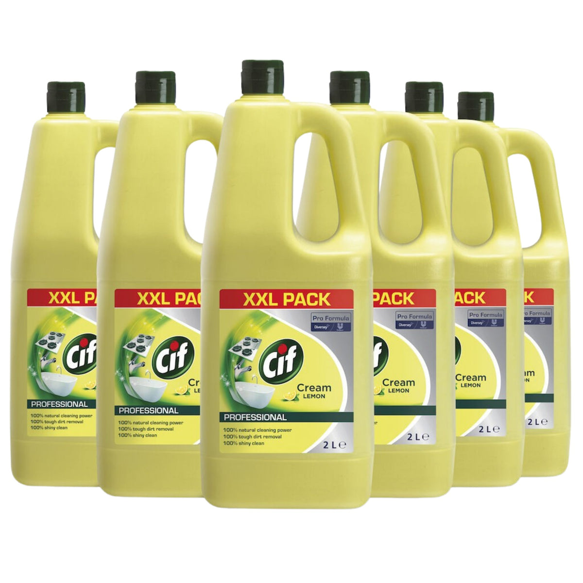 Cif Professional Cream Lemon, Crema de Curatat Universala Non-Abraziva, Detergent pentru Suprafete Lavabile, Bucatarie si Baie, 6 x 2 L