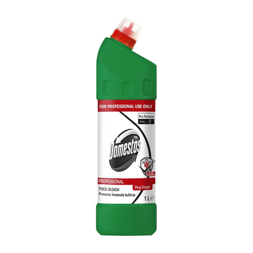 Domestos Pro Formula Pine Fresh, Dezinfectant Lichid Multifunctional cu Clor Activ, Inalbitor si Solutie Anticalcar, Parfum de Pin, 1 L