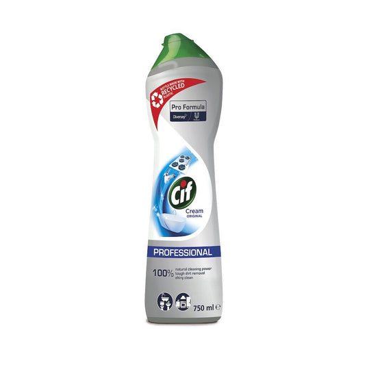 Cif Pro Formula Professional, Crema de Curatare Non-Abraziva pentru Bucatarie si Baie, Detergent Suprafete Sensibile, Email si Inox, Alb, 750 ml