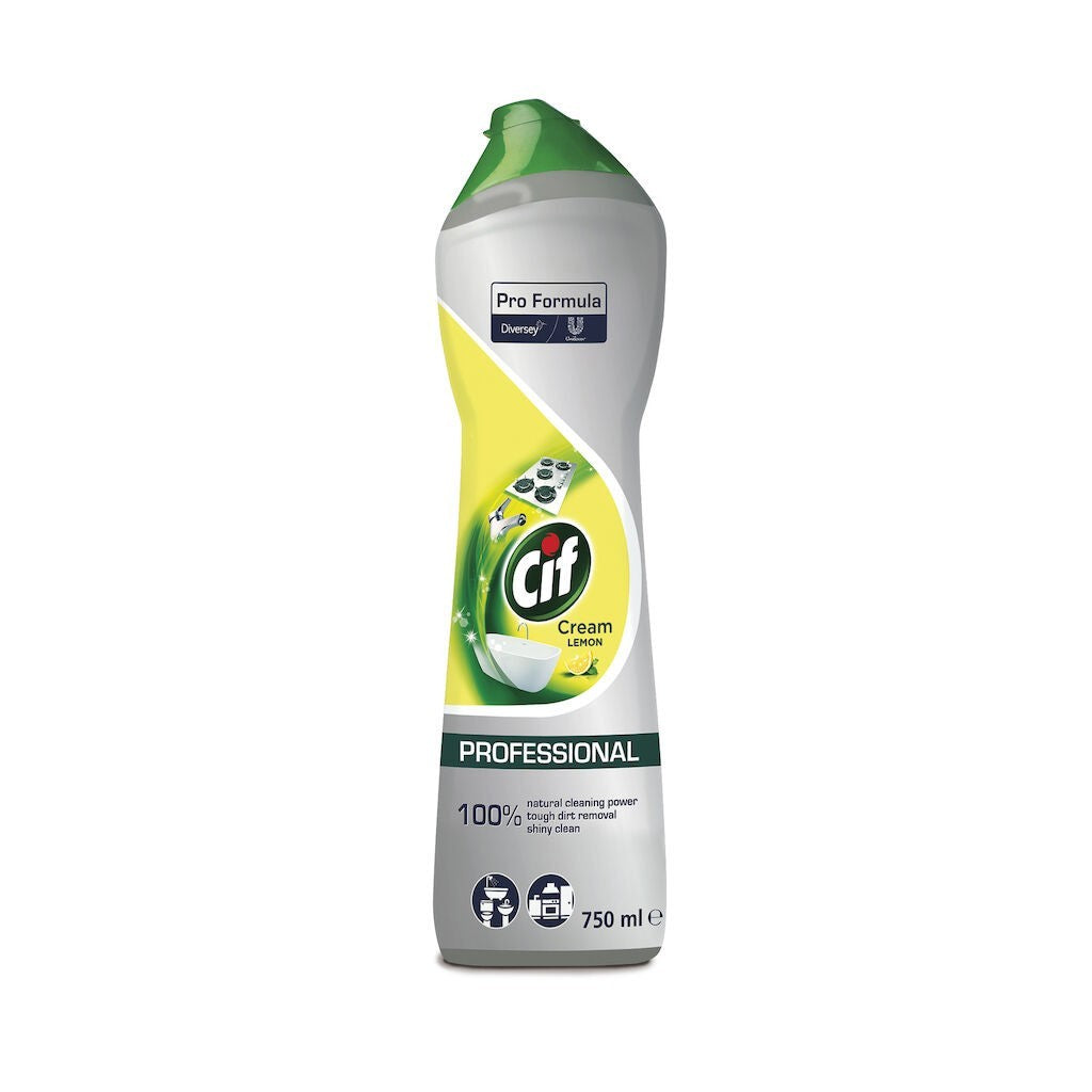 Cif Professional, Crema de Curatare Non-Abraziva Lemon, Detergent Universal pentru Bucatarie si Baie, Parfum de Lamaie, 750 ml