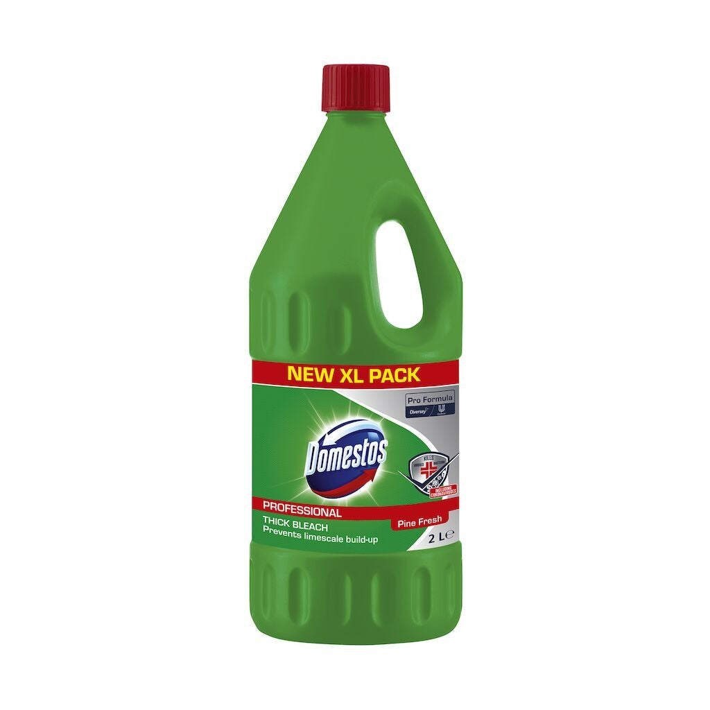 Domestos Pro Formula Pine Fresh, Detergent Dezinfectant Clorigen cu Vascozitate Ridicata, Solutie Multifunctionala cu Efect Inalbitor, 2 L
