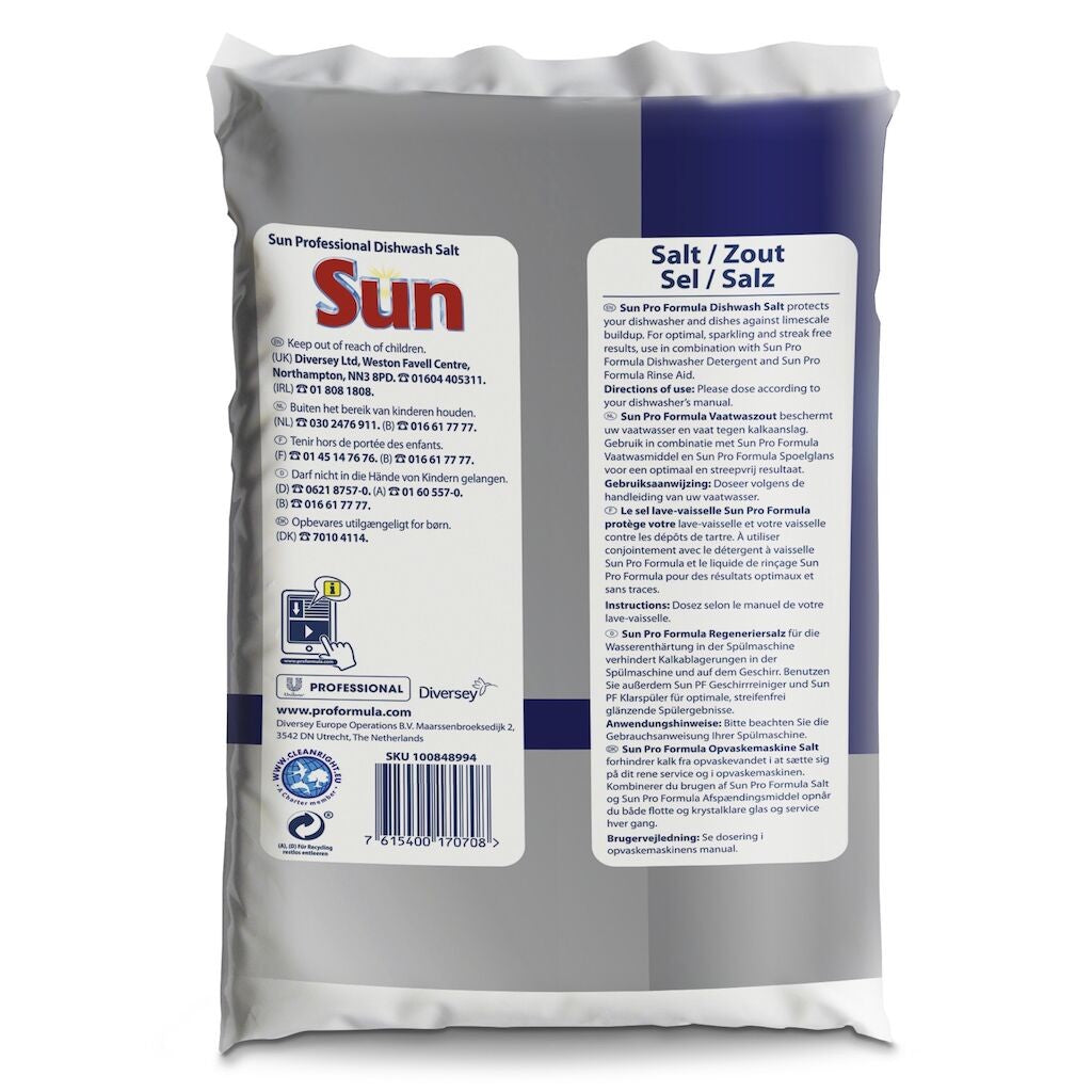 Sun Professional, Sare pentru Masina de Spalat Vase, Protectie Anti-Calcar, Granulatie Mare 2-4 mm, Fara Aditivi, 2 kg