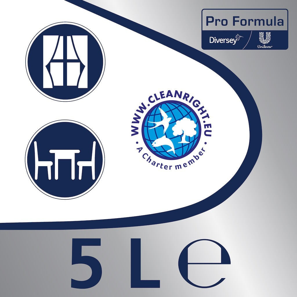 Cif Professional Glass & Multi Surface, Detergent pentru Geamuri si Suprafete Multiple, Inox si Oglinzi, Formula Degresanta fara Urme, Parfum Citrice, Rezerva 5 L