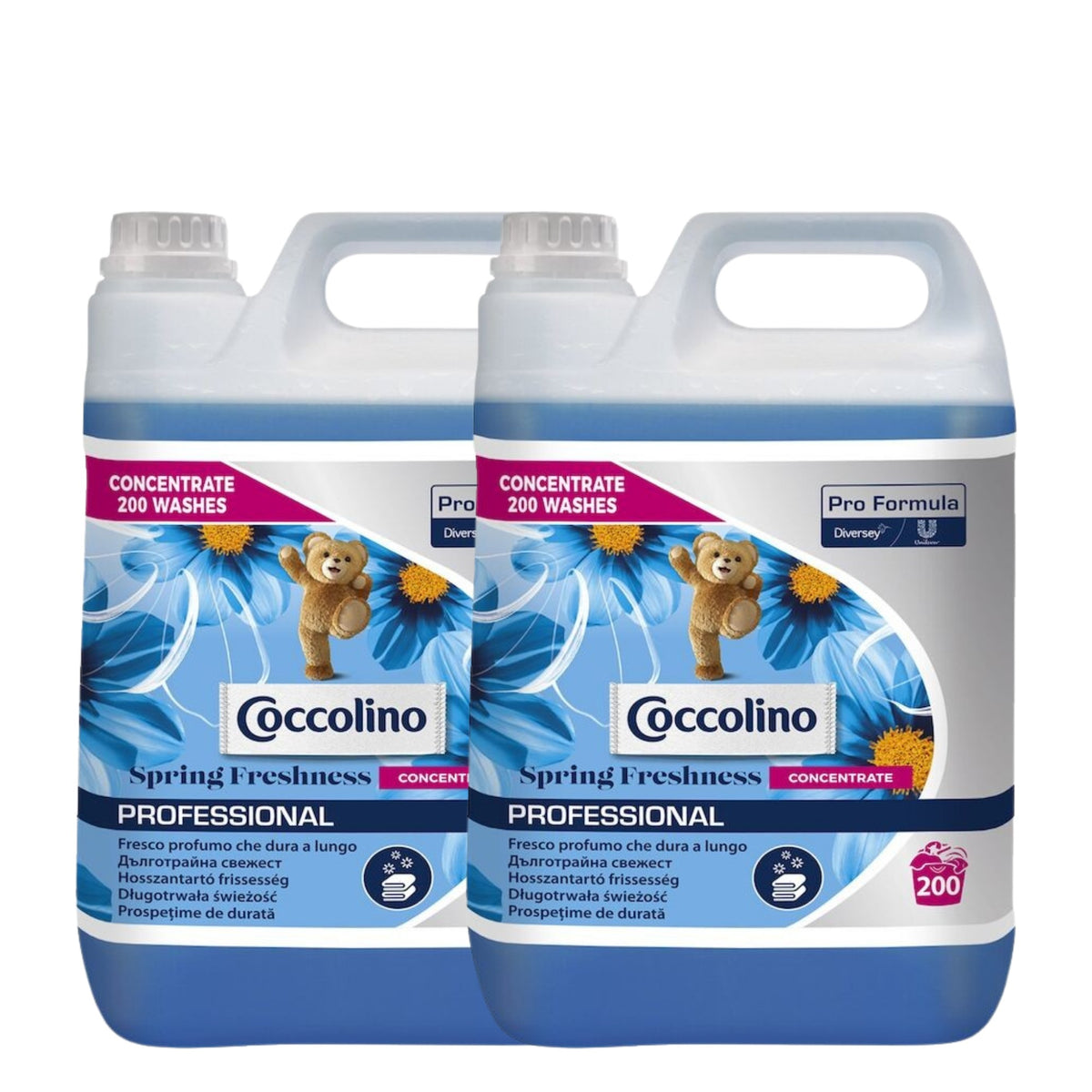Balsam de Rufe Concentrat Coccolino Professional Spring Fresh, Formula Profesionala Antistatica, Pachet Economic, 2 x 5 L