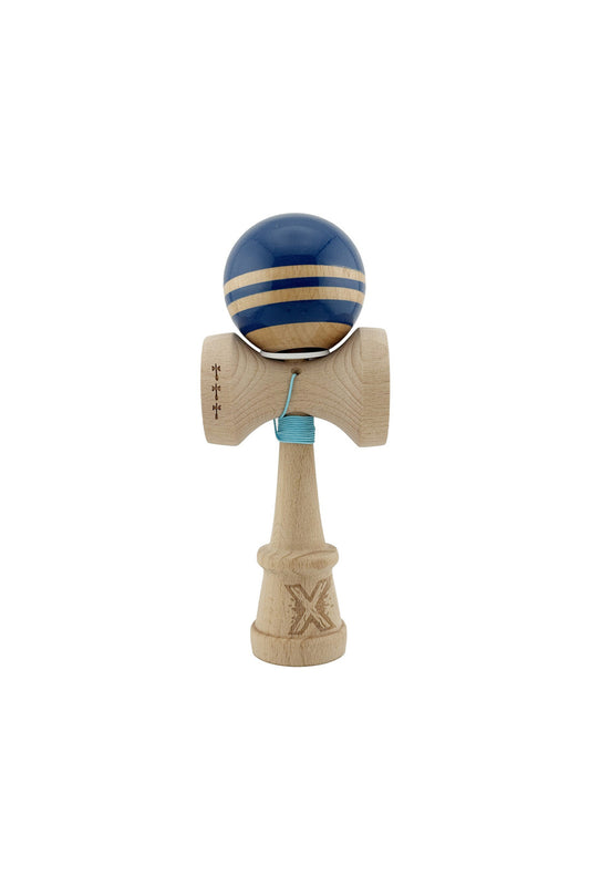 Kendama X Rainbow Originala, Model V3 Albastru, Profesionala, Cupe Mari King Size, Super Sticky, Gaura in Baza, Rulment, Ata 55cm