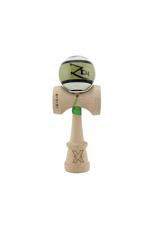 Kendama X Zen Originala, Model V3 Verde, Profesionala, Cupe Mari King Size, Super Sticky, Gaura in Baza, Rulment, Ata 55cm