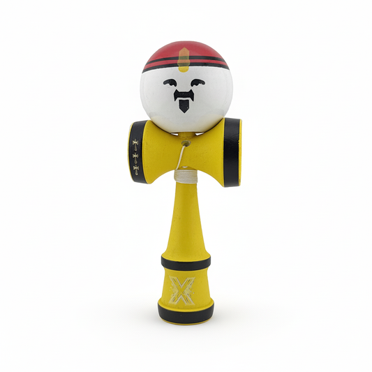 Kendama X Originala, Model Rege, Spike Galben, Profesionala, Cupe Mari, Super Sticky, Rulment, Ata 55cm