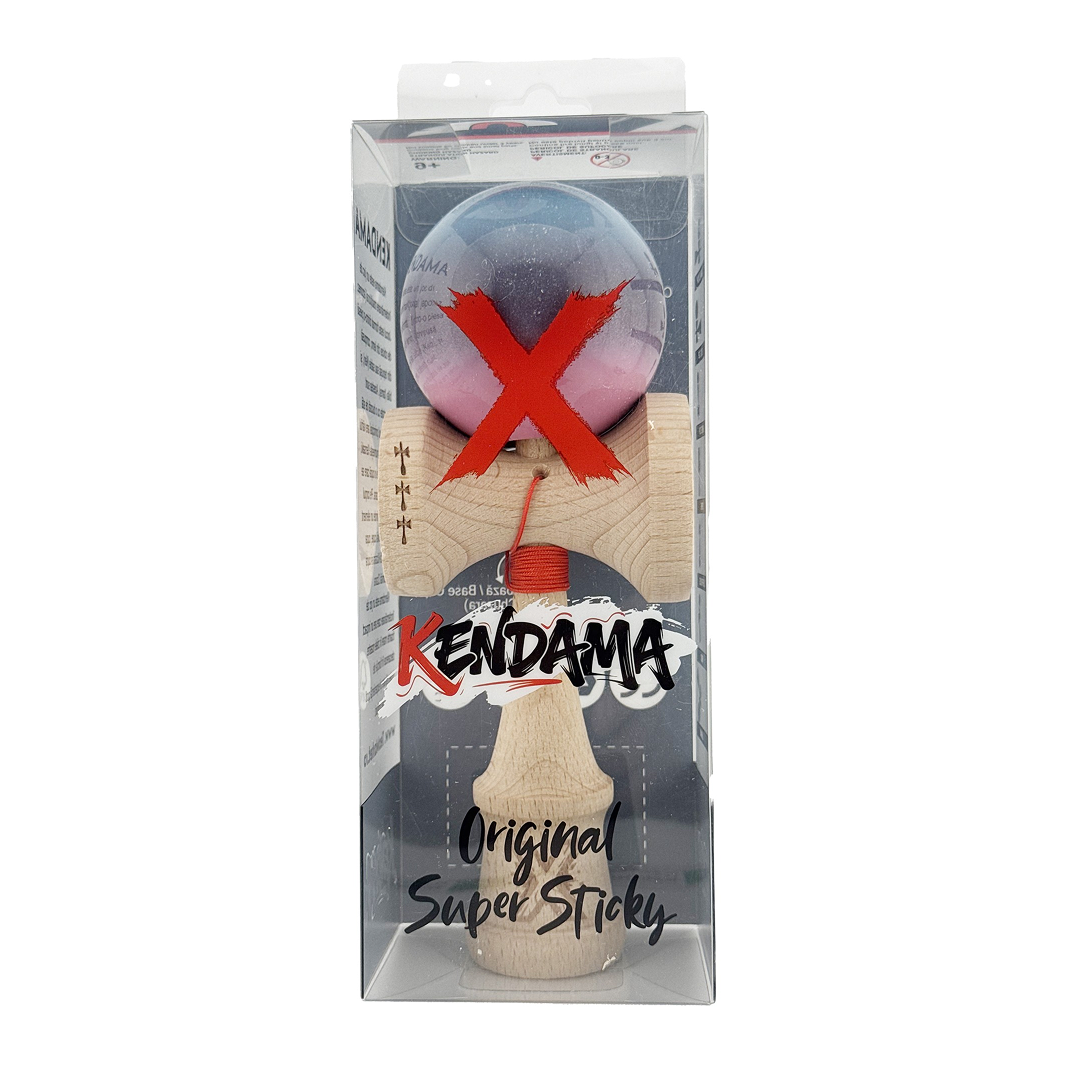Kendama X Originala, Model Albastru Deschis / Mov / Roz in Degrade, Profesionala, Cupe Mari, Super Sticky, Rulment, Ata 55cm