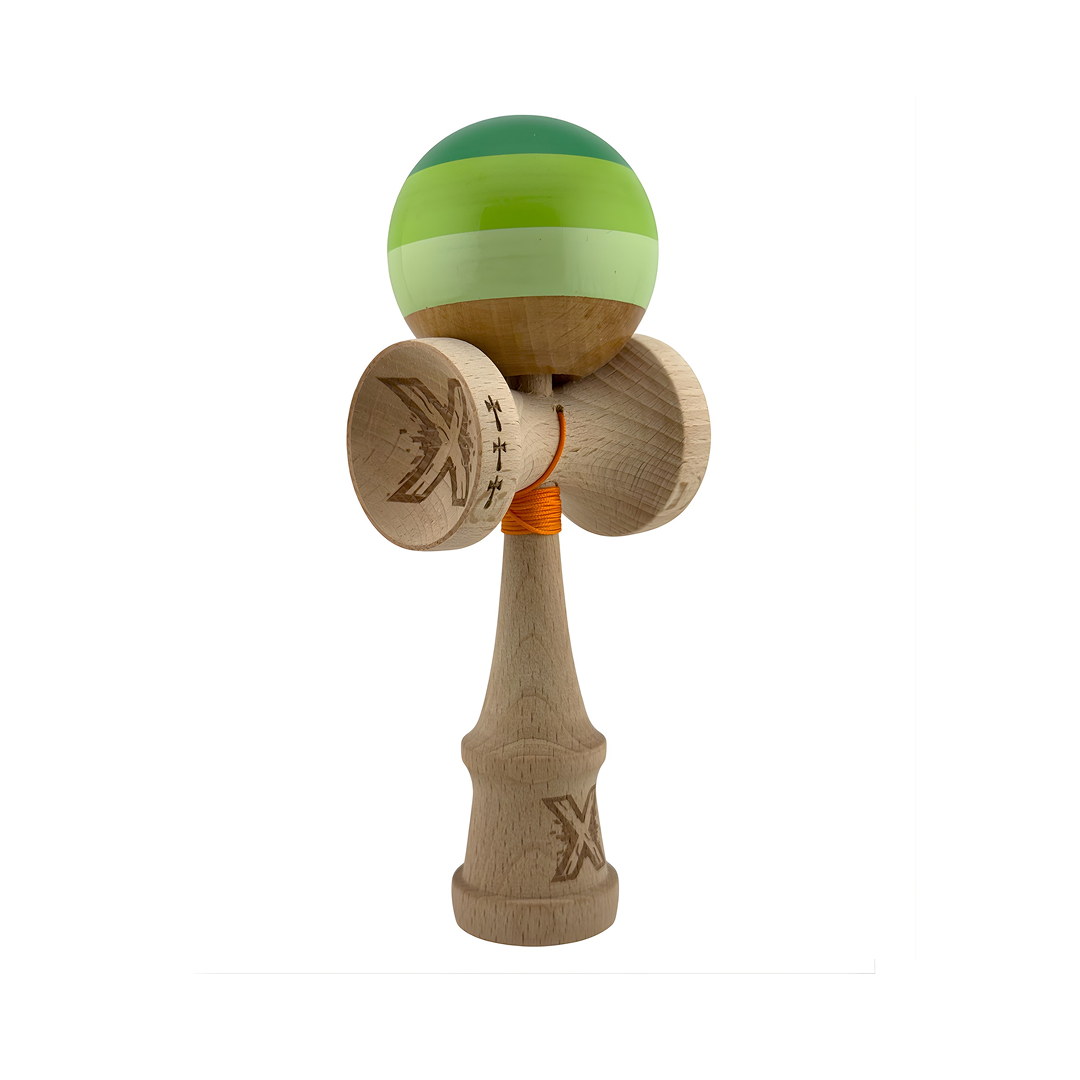 Kendama X Originala, Model Verde Mix, Profesionala, Legendary, Cupe Mari, Super Sticky, Rulment, Ata 55cm
