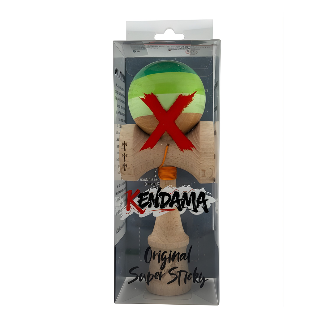 Kendama X Originala, Model Verde Mix, Profesionala, Legendary, Cupe Mari, Super Sticky, Rulment, Ata 55cm