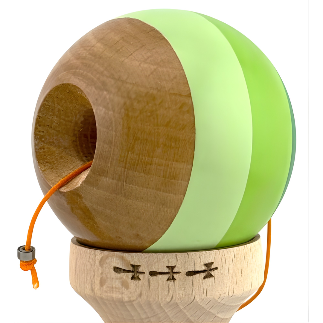 Kendama X Originala, Model Verde Mix, Profesionala, Legendary, Cupe Mari, Super Sticky, Rulment, Ata 55cm