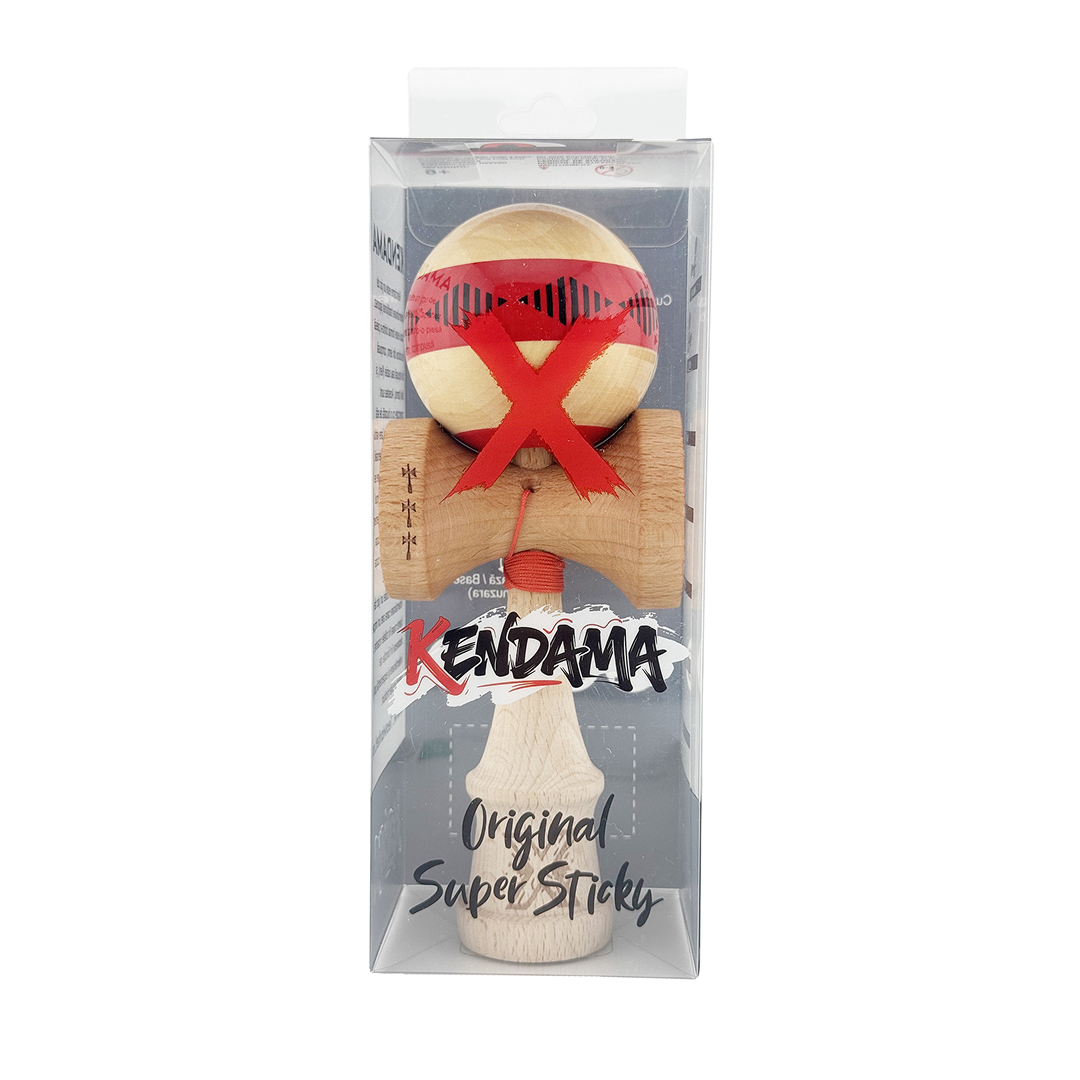 Kendama X Vibes Originala, Model Frequency Rosu / Maro, Profesionala, Cupe Mari, Super Sticky, Rulment, Ata 55cm
