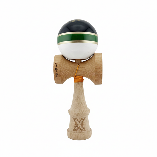 Kendama X Royal Spike Originala, Model Negru / Verde Gold / Alb, Profesionala, Cupe Mari, Super Sticky, Rulment, Ata 55cm