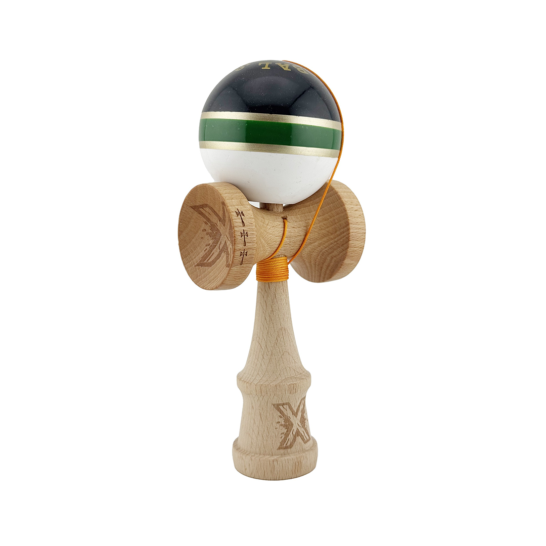 Kendama X Royal Spike Originala, Model Negru / Verde Gold / Alb, Profesionala, Cupe Mari, Super Sticky, Rulment, Ata 55cm
