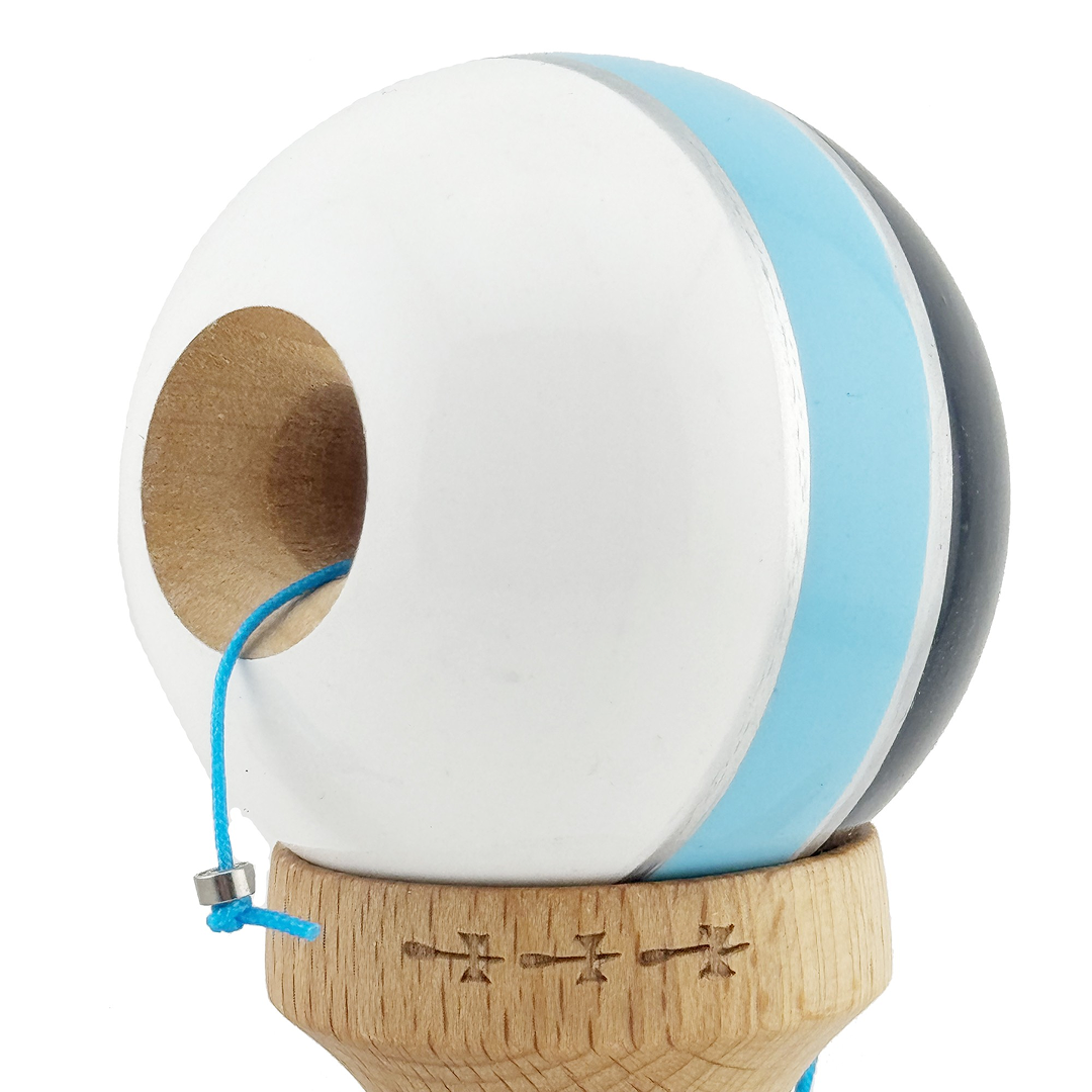 Kendama X Royal Spike Originala, Model Negru / Albastru Silver / Alb, Profesionala, Cupe Mari, Super Sticky, Rulment, Ata 55cm