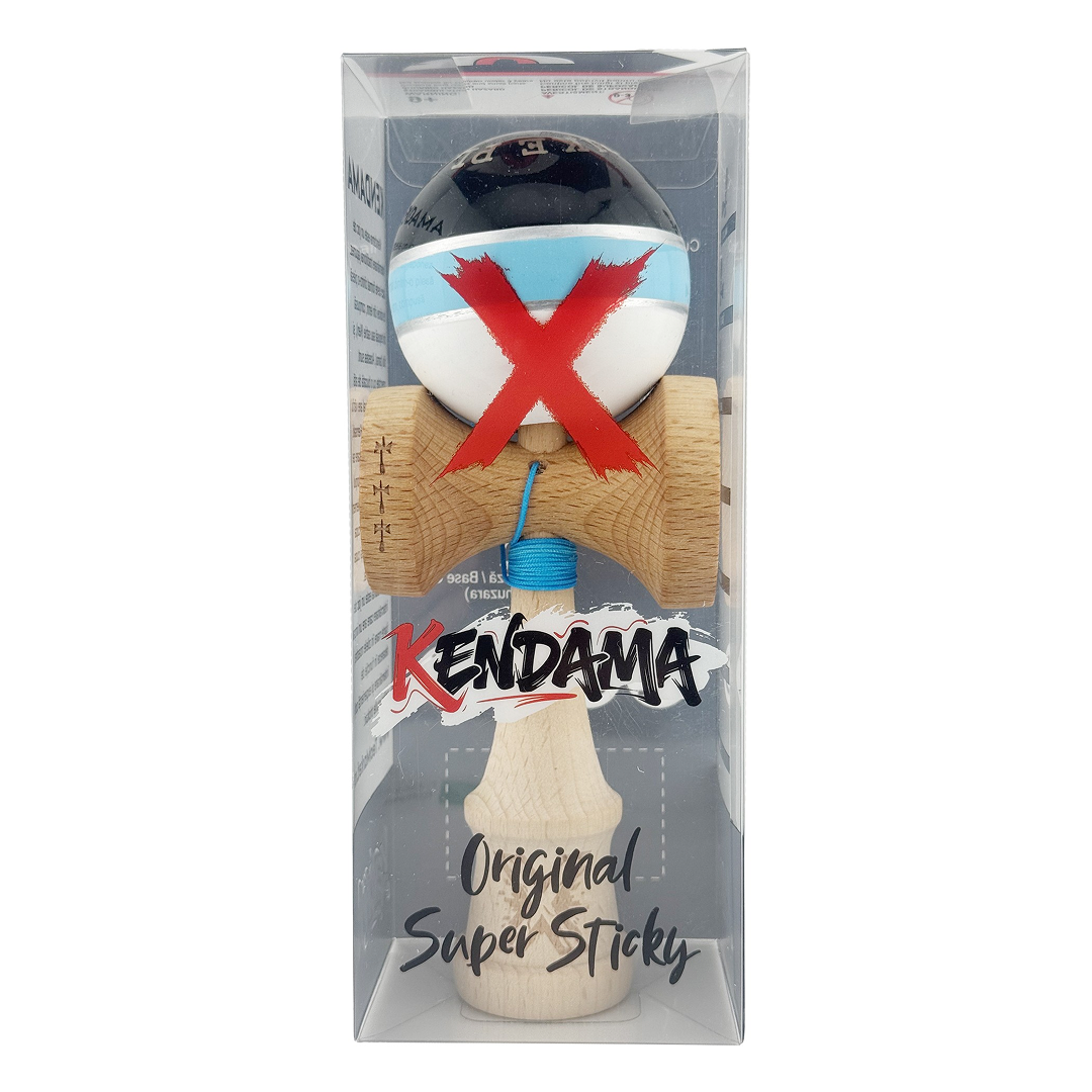 Kendama X Royal Spike Originala, Model Negru / Albastru Silver / Alb, Profesionala, Cupe Mari, Super Sticky, Rulment, Ata 55cm