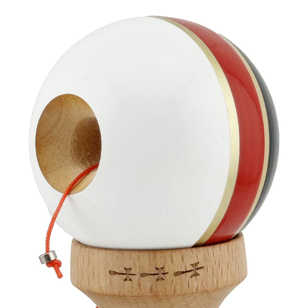 Kendama X Royal Spike Originala, Model Negru / Rosu Silver / Alb, Profesionala, Cupe Mari, Super Sticky, Rulment, Ata 55cm