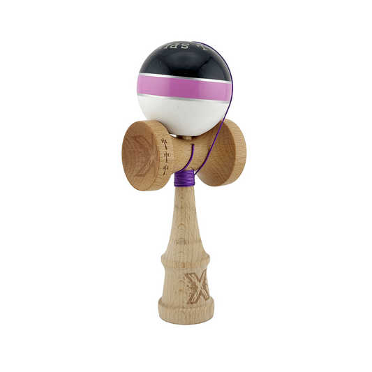 Kendama X Royal Spike Originala, Model Negru / Roz Silver / Alb, Profesionala, Cupe Mari, Super Sticky, Rulment, Ata 55cm
