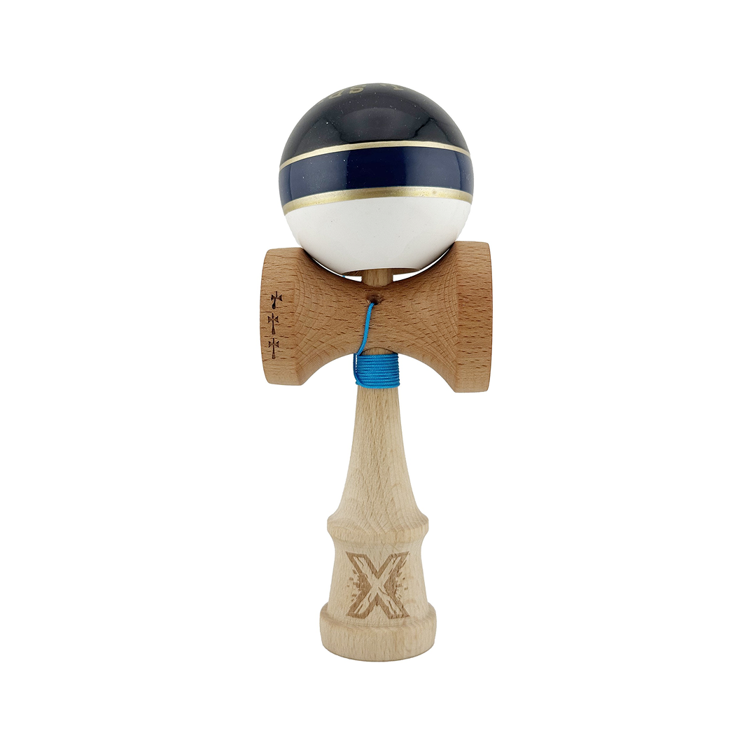 Kendama X Royal Spike Originala, Model Negru / Navy Gold / Alb, Profesionala, Cupe Mari, Super Sticky, Rulment, Ata 55cm