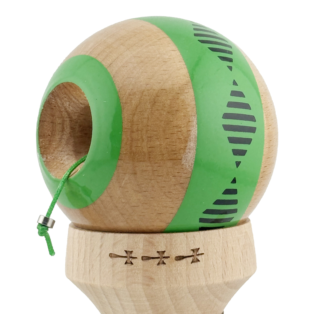 Kendama X Vibes Originala, Model V3 Verde, Profesionala, Cupe Mari King Size, Super Sticky, Gaura in Baza, Rulment, Ata 55cm