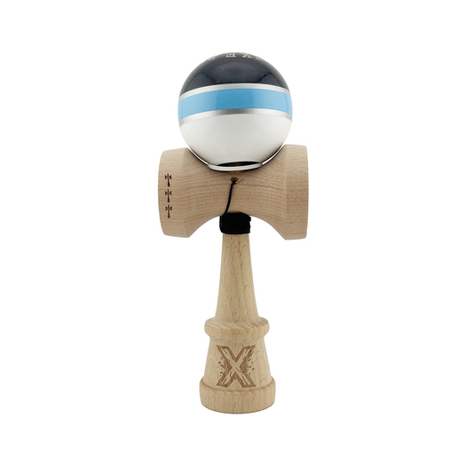 Kendama X Royal Spike Originala, Model V3 Inel Albastru, Profesionala, Cupe Mari King Size, Super Sticky, Gaura in Baza, Rulment, Ata 55cm