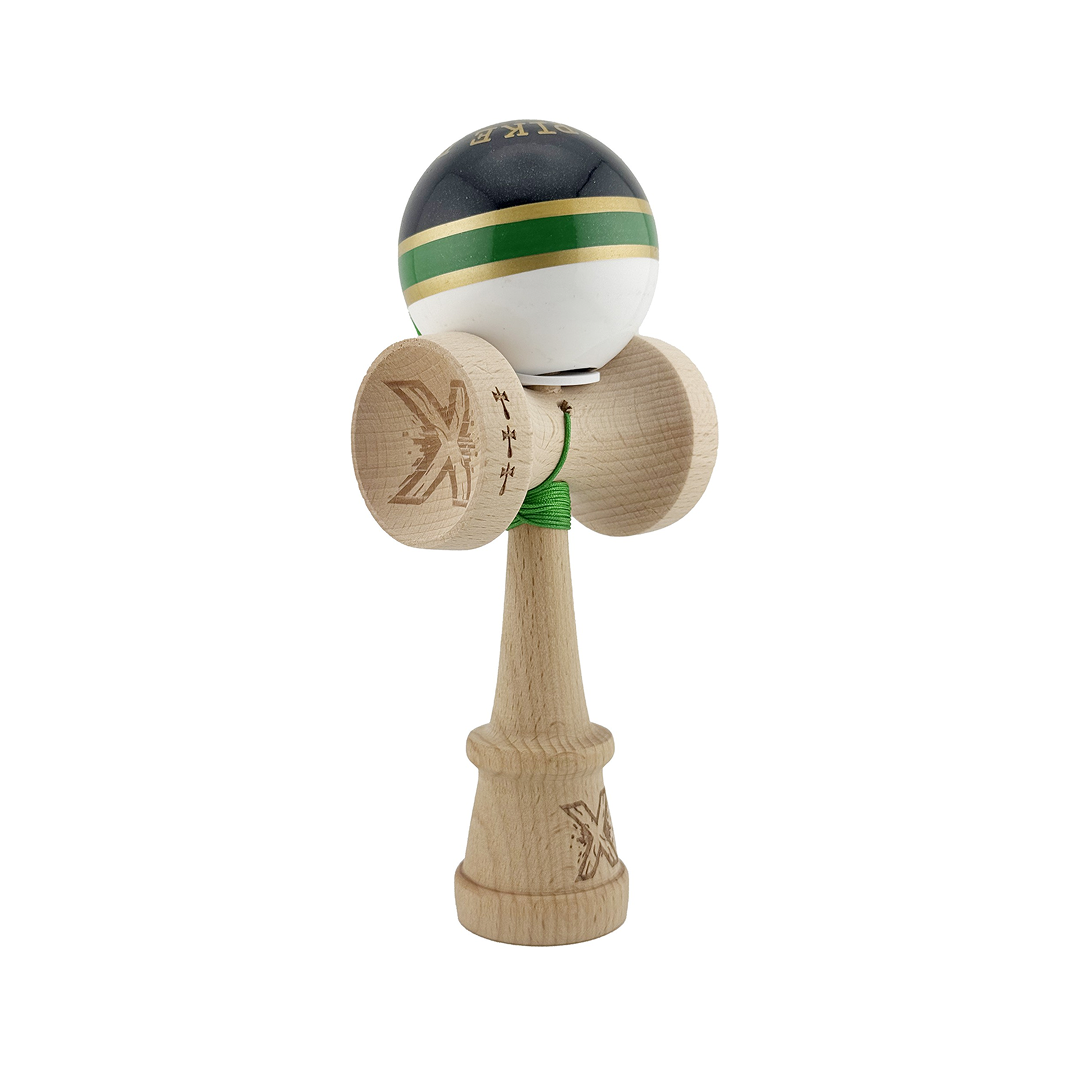 Kendama X Royal Spike Originala, Model V3 Inel Verde, Profesionala, Cupe Mari King Size, Super Sticky, Gaura in Baza, Rulment, Ata 55cm