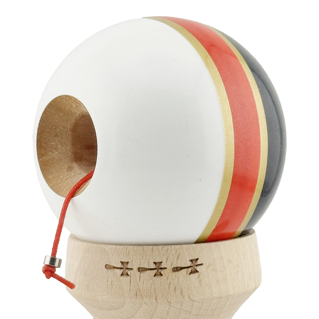 Kendama X Royal Spike Originala, Model V3 Inel Rosu, Profesionala, Cupe Mari King Size, Super Sticky, Gaura in Baza, Rulment, Ata 55cm