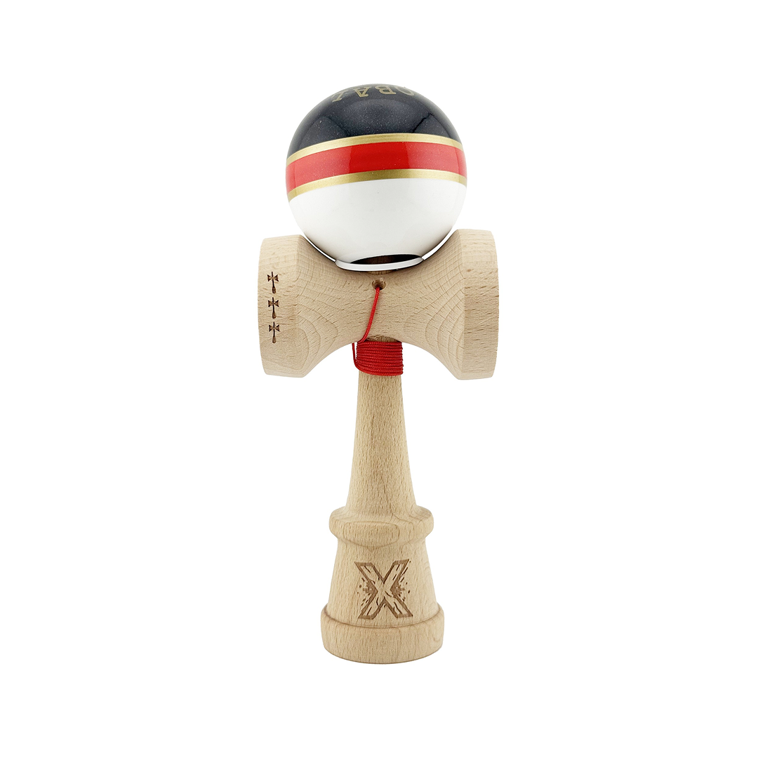 Kendama X Royal Spike Originala, Model V3 Inel Rosu, Profesionala, Cupe Mari King Size, Super Sticky, Gaura in Baza, Rulment, Ata 55cm