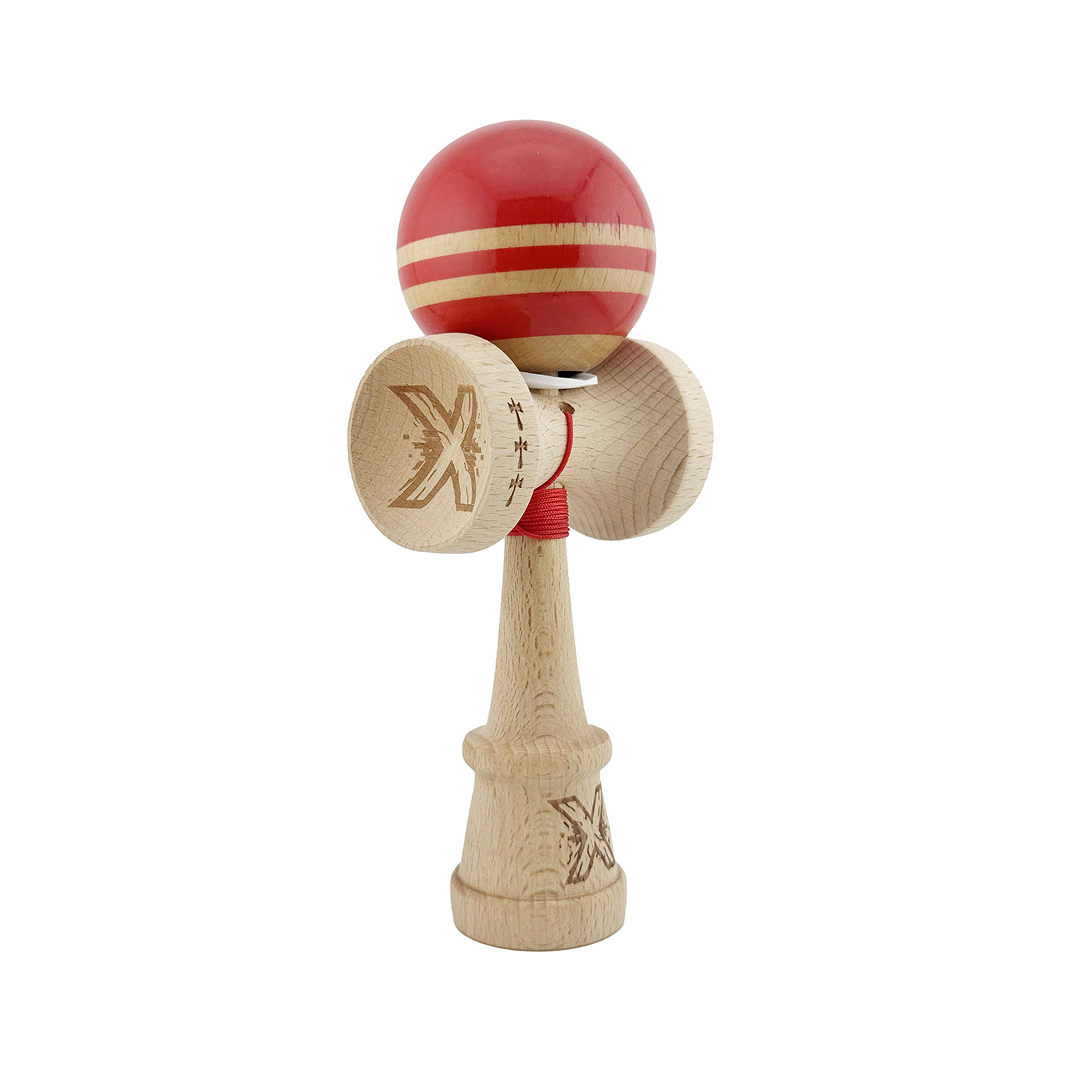 Kendama X Rainbow Originala, Model V3 Rosu, Profesionala, Cupe Mari King Size, Super Sticky, Gaura in Baza, Rulment, Ata 55cm