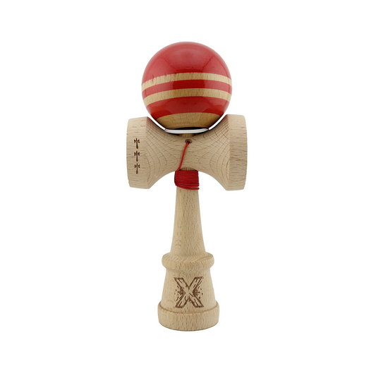 Kendama X Rainbow Originala, Model V3 Rosu, Profesionala, Cupe Mari King Size, Super Sticky, Gaura in Baza, Rulment, Ata 55cm