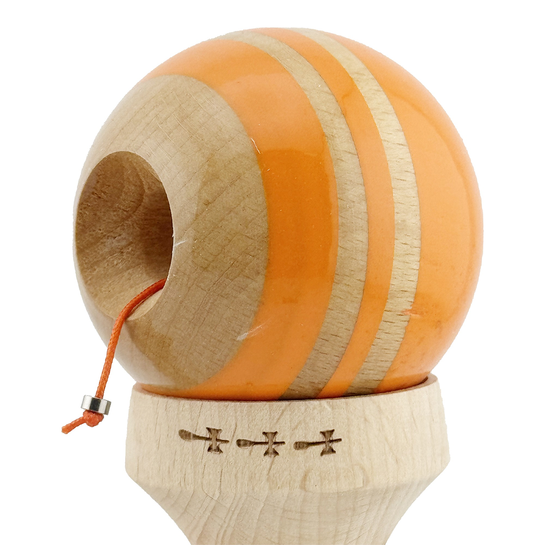 Kendama X Rainbow Originala, Model V3 Portocaliu, Profesionala, Cupe Mari King Size, Super Sticky, Gaura in Baza, Rulment, Ata 55cm