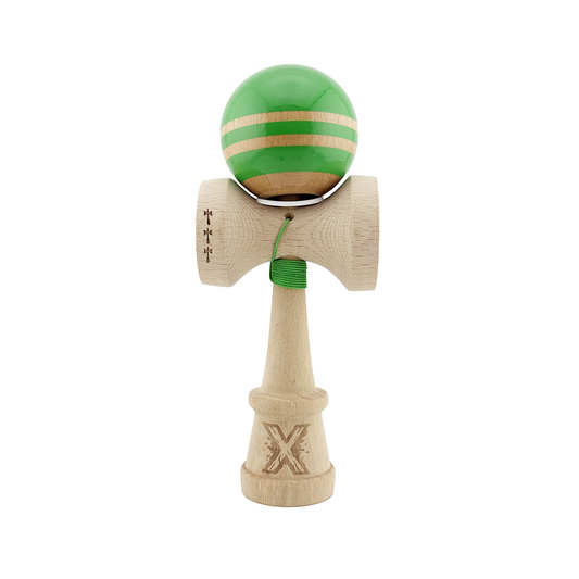 Kendama X Rainbow Originala, Model V3 Verde, Profesionala, Cupe Mari King Size, Super Sticky, Gaura in Baza, Rulment, Ata 55cm