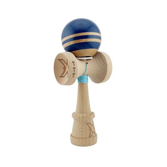 Kendama X Rainbow Originala, Model V3 Albastru, Profesionala, Cupe Mari King Size, Super Sticky, Gaura in Baza, Rulment, Ata 55cm