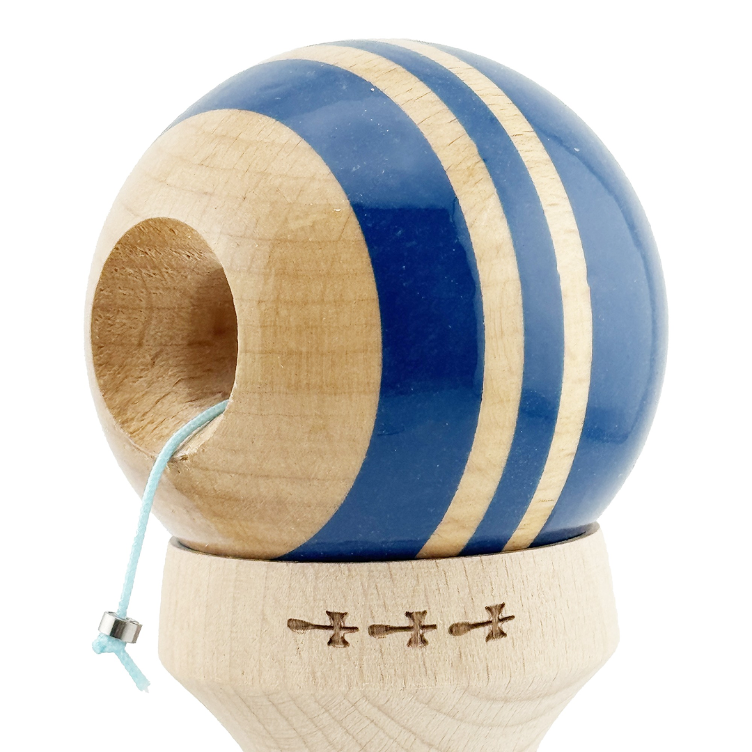 Kendama X Rainbow Originala, Model V3 Albastru, Profesionala, Cupe Mari King Size, Super Sticky, Gaura in Baza, Rulment, Ata 55cm