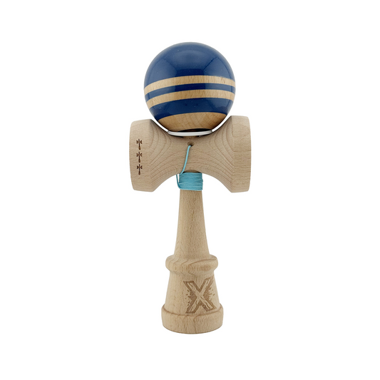 Kendama X Rainbow Originala, Model V3 Albastru, Profesionala, Cupe Mari King Size, Super Sticky, Gaura in Baza, Rulment, Ata 55cm