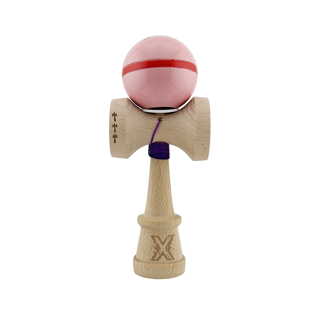Kendama X Silken Originala, Model V3 Roz, Profesionala, Cupe Mari King Size, Super Sticky, Gaura in Baza, Rulment, Ata 55cm