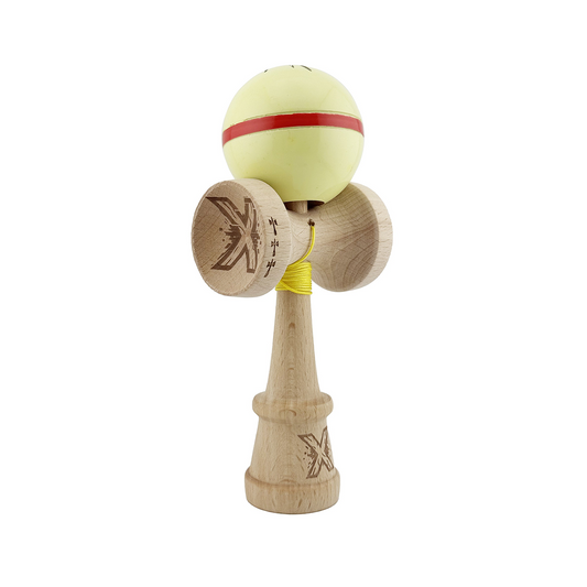 Kendama X Silken Originala, Model V3 Cream Galben, Profesionala, Cupe Mari King Size, Super Sticky, Gaura in Baza, Rulment, Ata 55cm